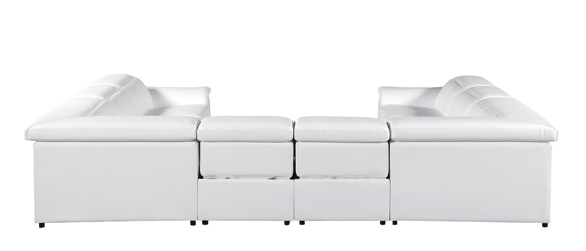 9762 Divanitalia 8-Piece U-Shaped Top Grain Italian Leather Sectional Sofa with 4 Power Recliners - White - SKU 9762-WHITE-8PC-4PWR-U-NC-SECTIONAL-GROUP - view 7