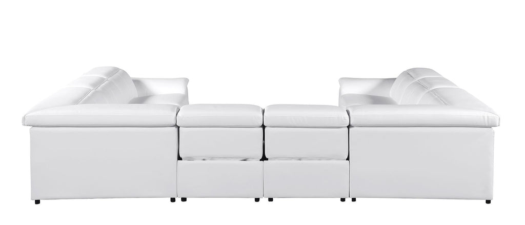 9762 Divanitalia 8-Piece U-Shaped Top Grain Italian Leather Sectional Sofa with 4 Power Recliners
