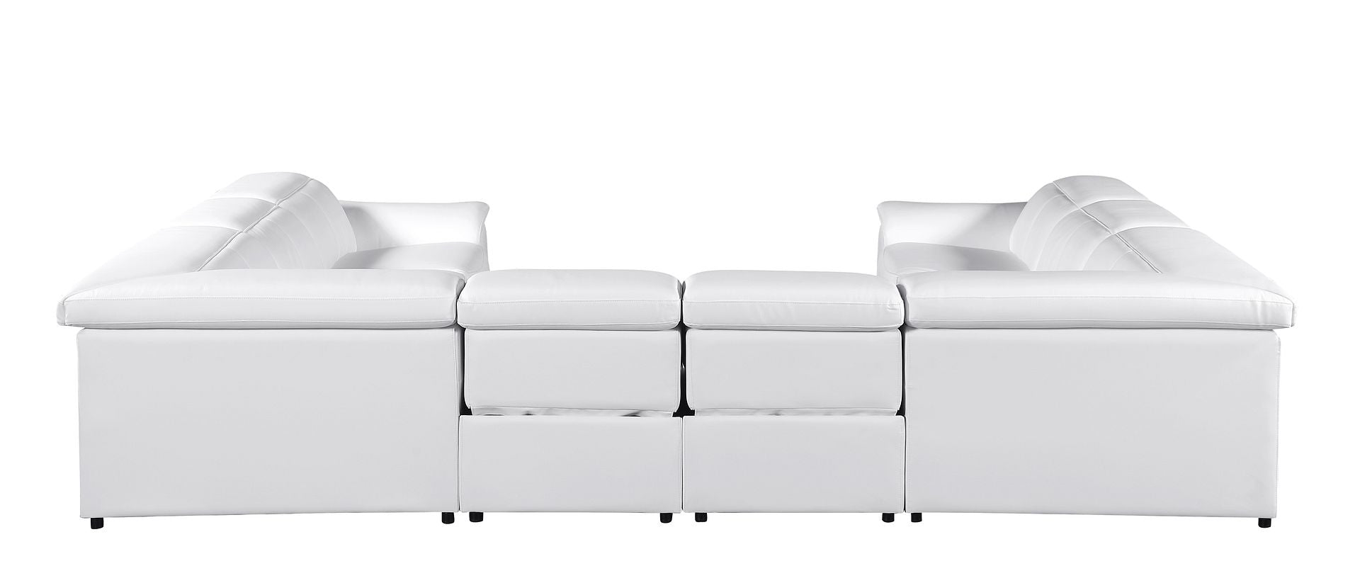 9762 Divanitalia 8-Piece U-Shaped Top Grain Italian Leather Sectional Sofa with 4 Power Recliners