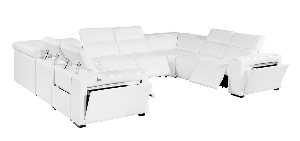 1224 Divanitalia 8-Piece L-Shaped Sectional Sofa in Top Grain Italian Leather with 4 Power Recliners & Power Headrests