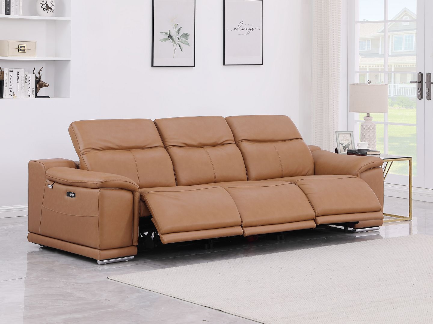 9762 Divanitalia 3-Piece Modular Power Reclining Sofa with 3 Power Recliners in Top Grain Italian Leather