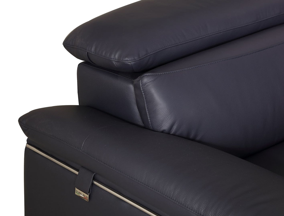 727 Divanitalia Loveseat with Adjustable Headrest in Top-grain Italian Leather - Navy - SKU 727-L-NAVY - view 5