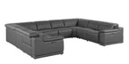 9762 Divanitalia 8-Piece U-Shaped Top Grain Italian Leather Sectional Sofa with 4 Power Recliners