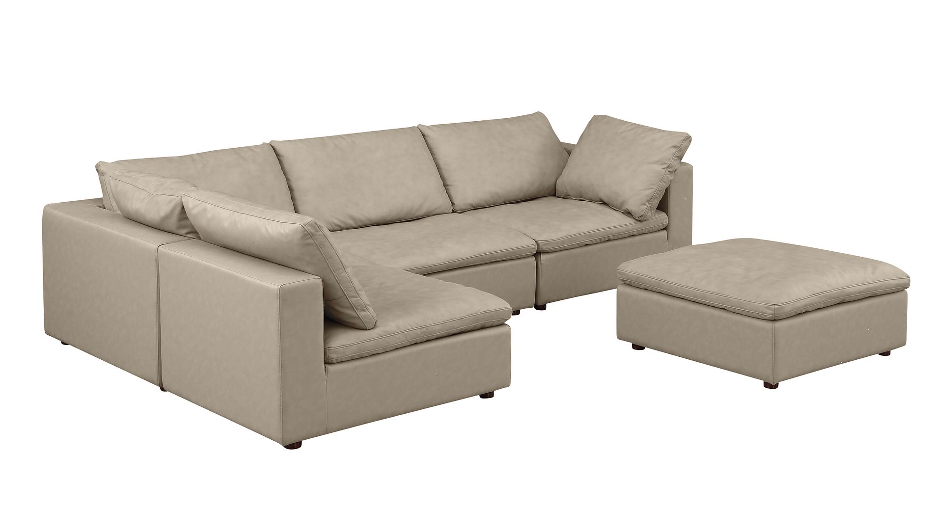1100 Divanitalia 5-Piece Left Arm Facing 3-Seat Sectional Sofa - Top-grain Italian Leather