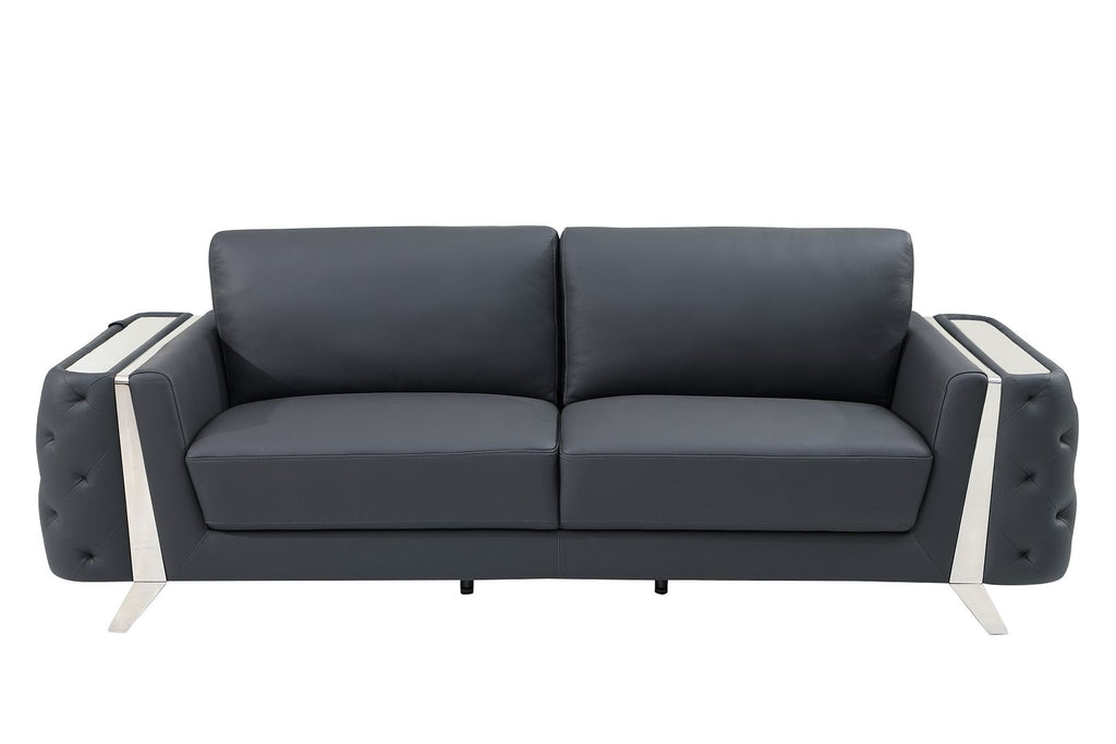 1050 Divanitalia 2-Piece Sofa Set in Top-grain Italian Leather - Dark Grey - SKU 1050-DK-GRAY-3PC - view 3