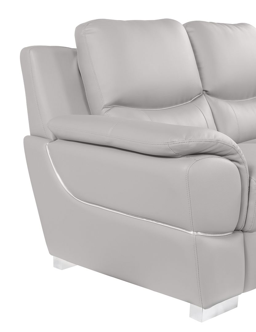 4572 Modern Genuine Leather 3-Piece Sofa Set - Light Grey - SKU 4572 LIGHT GREY 3PC (S/L/C) - GROUP - view 12