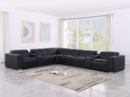 1208 8 Piece L-Shaped Leather Sectional Sofa with 4 Power Recliners & Power Headrests - Black