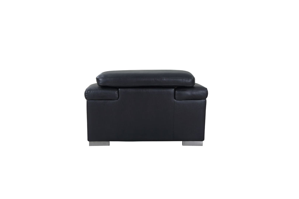 415 Divanitalia Chair with Adjustable Headrest in Top-grain Italian Leather - Black - SKU 415-CH-BLACK - view 4