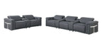1126 Divanitalia 8-Piece Modular Power Reclining Sofa & Loveseat Set in Top Grain Italian Leather with 5 Power Recliners & Power Headrests - Dark Grey - SKU 1126-DK_GREY-8.5-HT - view 4