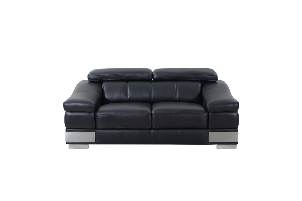 415 Divanitalia 2-Piece Sofa Set with Adjustable Headrest in Top-grain Italian Leather - Black - SKU 415- BLACK 2PC (S/L) - GROUP - view 6