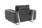 1051 Divanitalia Beige 2-Piece Sofa Set in Velvet Fabric - Dark Grey - SKU 1051-DK-GRAY-3PC - view 11