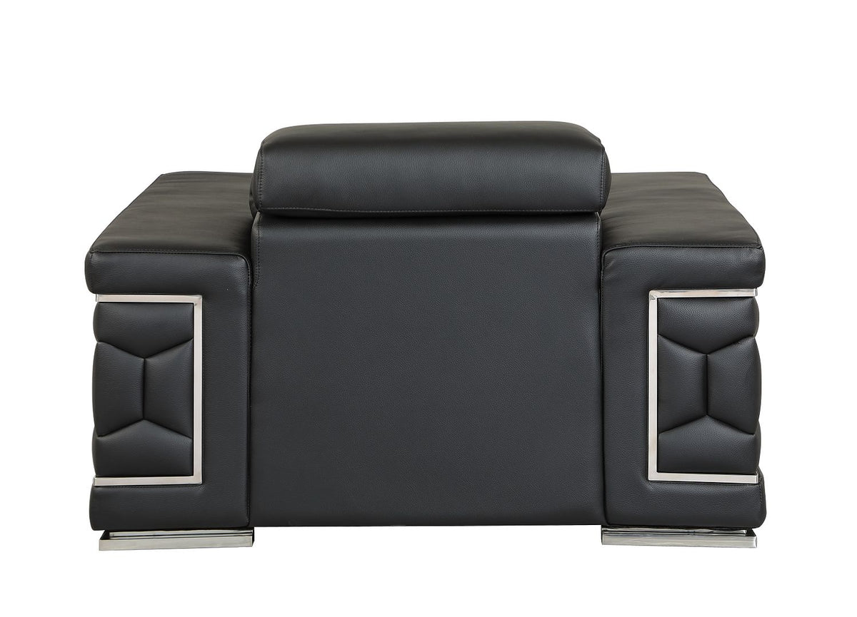 692 Divanitalia Chair with Adjustable Headrest in Top-grain Italian Leather - Black - SKU 692-CH-BLACK - view 3