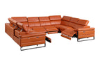 1246 Divanitalia 8-Piece U-Shaped Modular Power Reclining Sectional Sofa with 4 Power Recliners and Power Headrests - Top Grain Italian Leather