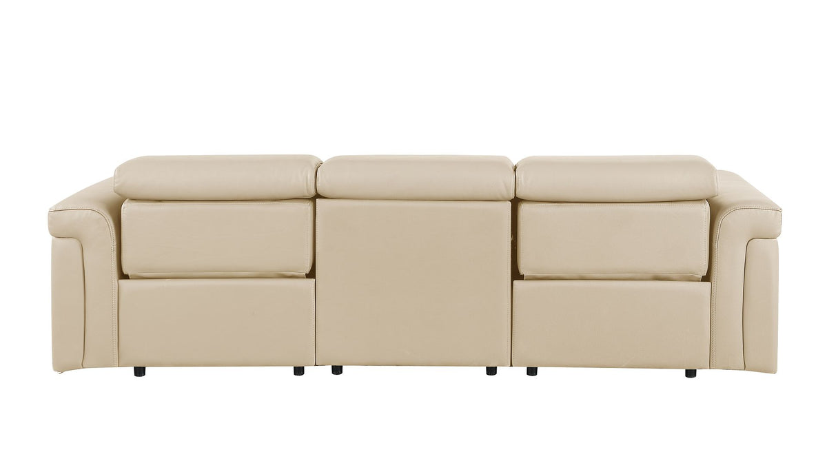 1126 Divanitalia 3-Piece Modular Power Reclining Sofa in Top Grain Italian Leather with 2 Power Recliners & Power Headrests - Beige - SKU 1126-BEIGE-3.2-S-HT - view 7