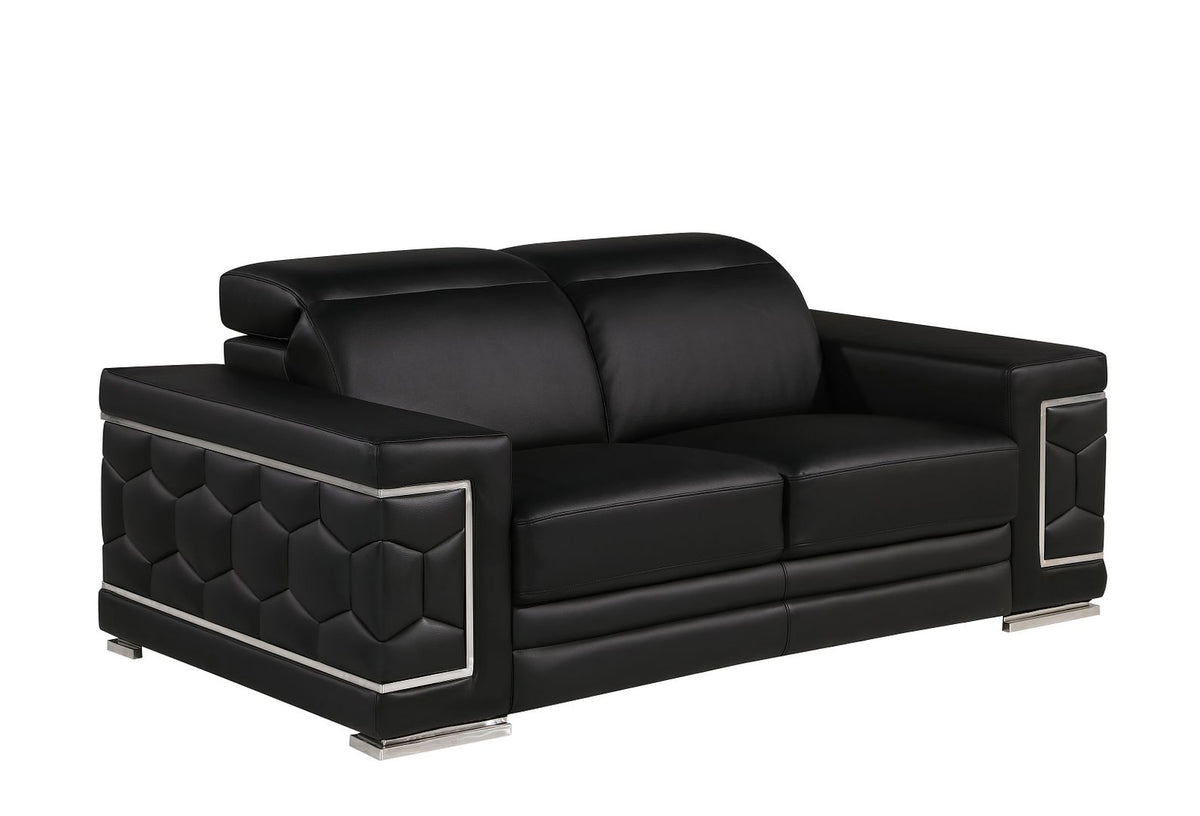 296 Modern Genuine Leather 2-Piece Sofa Set - Black - SKU 296-BLACK-2PC - view 7