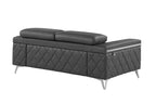 1140 Divanitalia Loveseat with Adjustable Headrest in Top-grain Italian Leather - Dark Grey - SKU 1140-DK-GREY-L - view 3