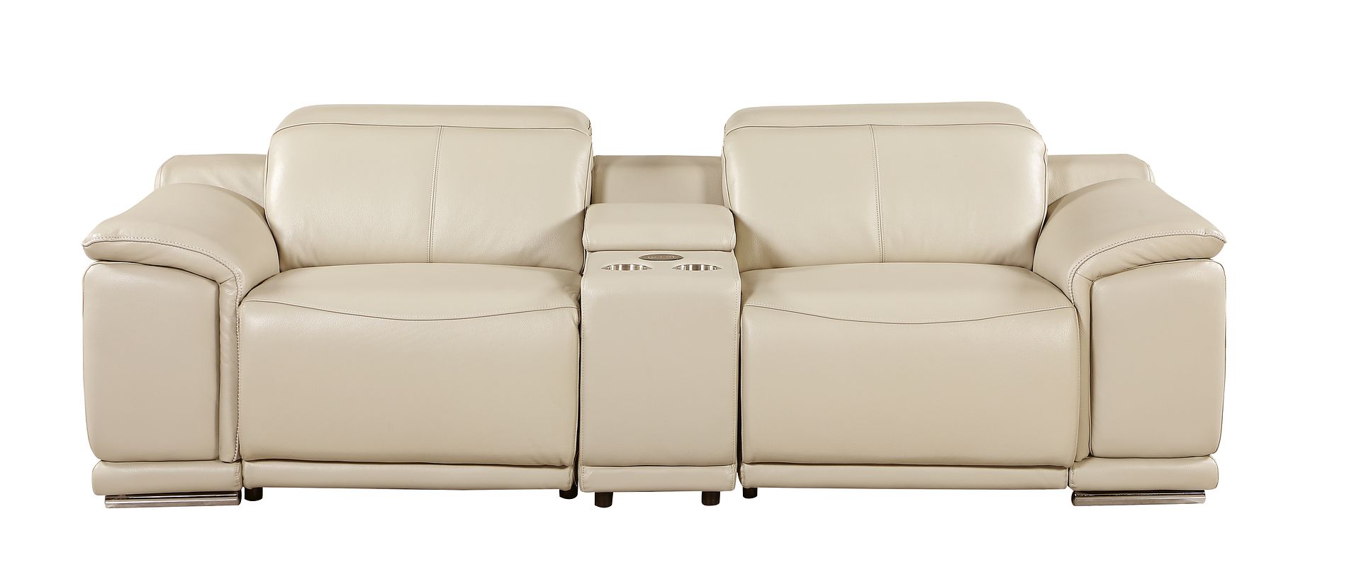 9762 Divanitalia 3-Piece Modular Power Reclining Console Loveseat with 2 Power Recliners in Top Grain Italian Leather