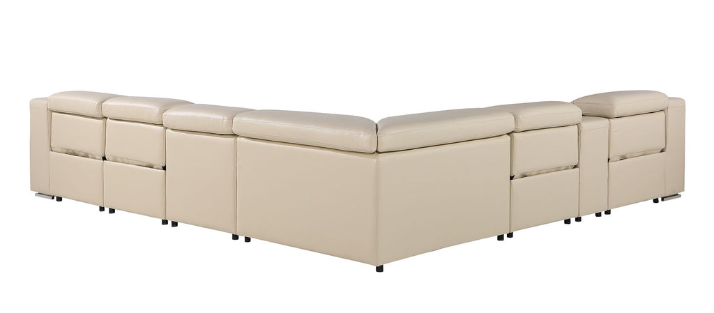 1116 Divanitalia 7-Piece L-Shaped Sectional Sofa in Top Grain Italian Leather with 4 Power Recliners & Power Headrests - Beige - SKU 1116-BEIGE-7PC-4PWR-SECTIONAL - GROUP - view 6