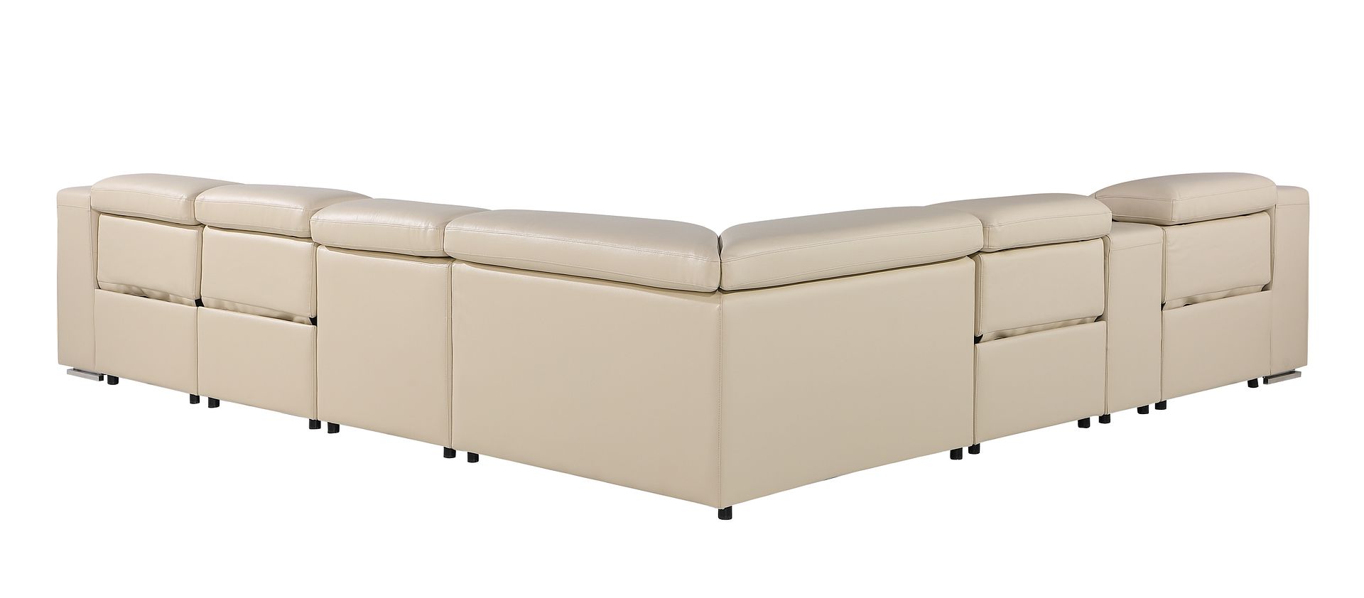 1116 Divanitalia 7-Piece L-Shaped Sectional Sofa in Top Grain Italian Leather with 4 Power Recliners & Power Headrests