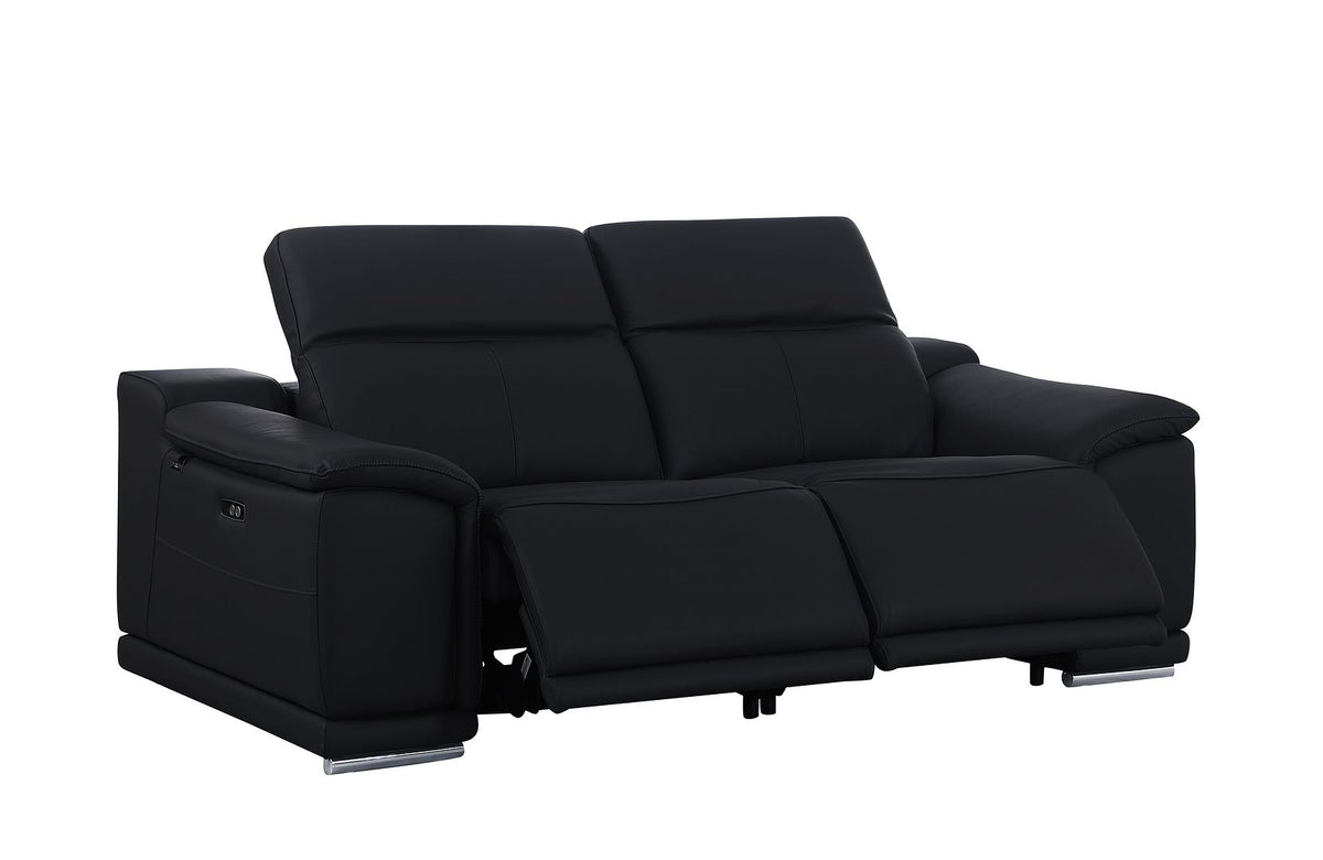 9762 Divanitalia 5-Piece Modular Power Reclining Sofa and Loveseat Set with 5 Power Recliners in Top Grain Italian Leather - Black - SKU 9762-BLACK-5.4-HT-2PC - view 10