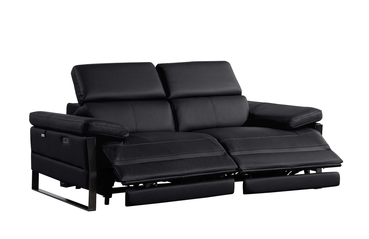 1246 Divanitalia Modular Power Dual Reclining Sofa, Loveseat, and Chair Set with Power Headrests - Top Grain Italian Leather - Black - SKU 1246-BLACK-6.5-HT-3PC - view 8