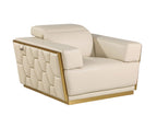 1111 Divanitalia 3-Piece Sofa Set with Adjustable Headrest in Top-grain Italian Leather - Cream - SKU 1111-BEIGE-3PC - view 8