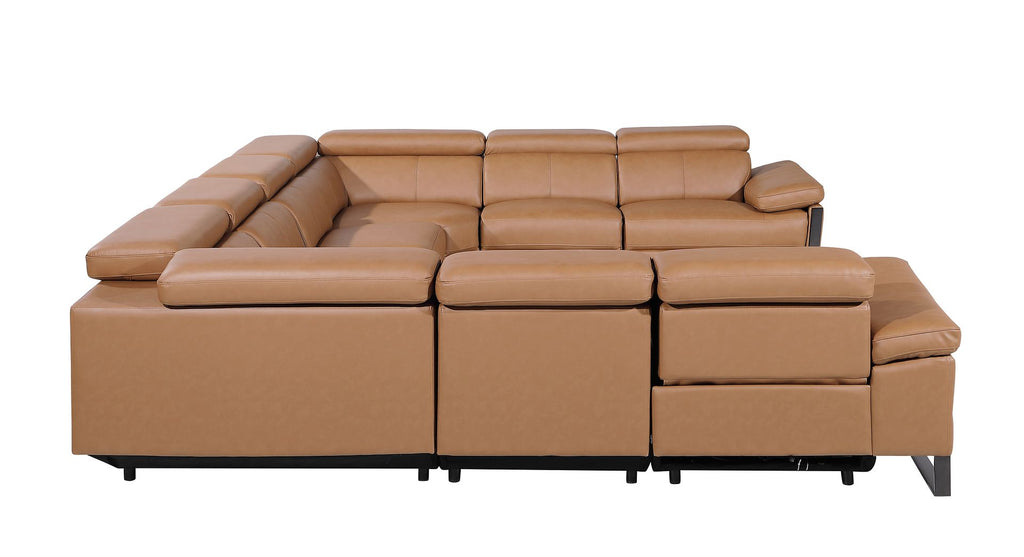 1246 Divanitalia 8-Piece U-Shaped Modular Power Reclining Sectional Sofa with 4 Power Recliners and Power Headrests - Top Grain Italian Leather