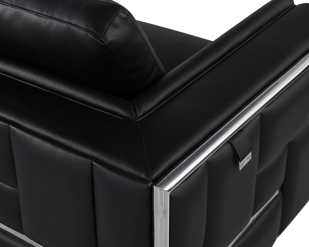 1130 Divanitalia Loveseat in Top-grain Italian Leather - Black - SKU 1130-BLACK-L - view 7