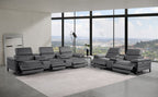 1246 Divanitalia Modular Power Reclining Dual Console Sofa and Console Loveseat Set with Power Headrests - Top Grain Italian Leather - Dark Grey - SKU 1246-DK-GREY-8.5-HT-2PC - view 2