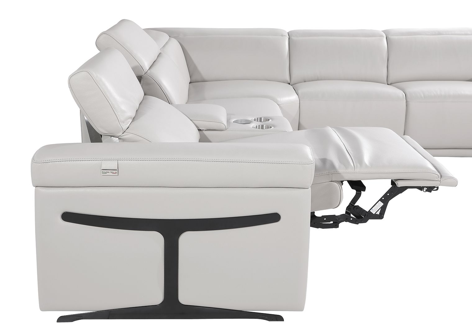 1126 Divanitalia 8-Piece U-Shaped Sectional Sofa in Top Grain Italian Leather with 4 Power Recliners & Power Headrests