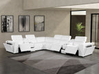 1224 Divanitalia 8-Piece L-Shaped Sectional Sofa in Top Grain Italian Leather with 3 Power Recliners & Power Headrests - White - SKU 1224-WHITE-8PC-3PWR-SECTIONAL - view 2