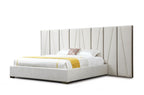 Nixa - Modern Beige Velvet + Brushed Bronze + Birch Bed + Nightstands - eastern - Modern Beige Velvet + Brushed Bronze + Birch Bed + Nightstands - eastern