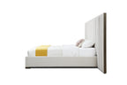 Nixa - Modern Beige Velvet + Brushed Bronze + Birch Bed + Nightstands - eastern - Modern Beige Velvet + Brushed Bronze + Birch Bed + Nightstands - eastern