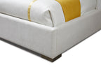 Nixa - Modern Beige Velvet + Brushed Bronze Bed - Modern Beige Velvet + Brushed Bronze Bed