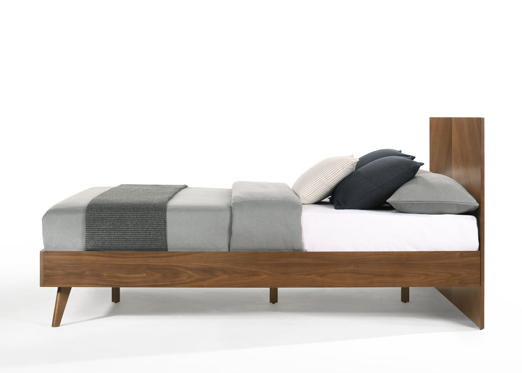 Kamela - Modern Walnut Bed - Modern Walnut Bed - Queen