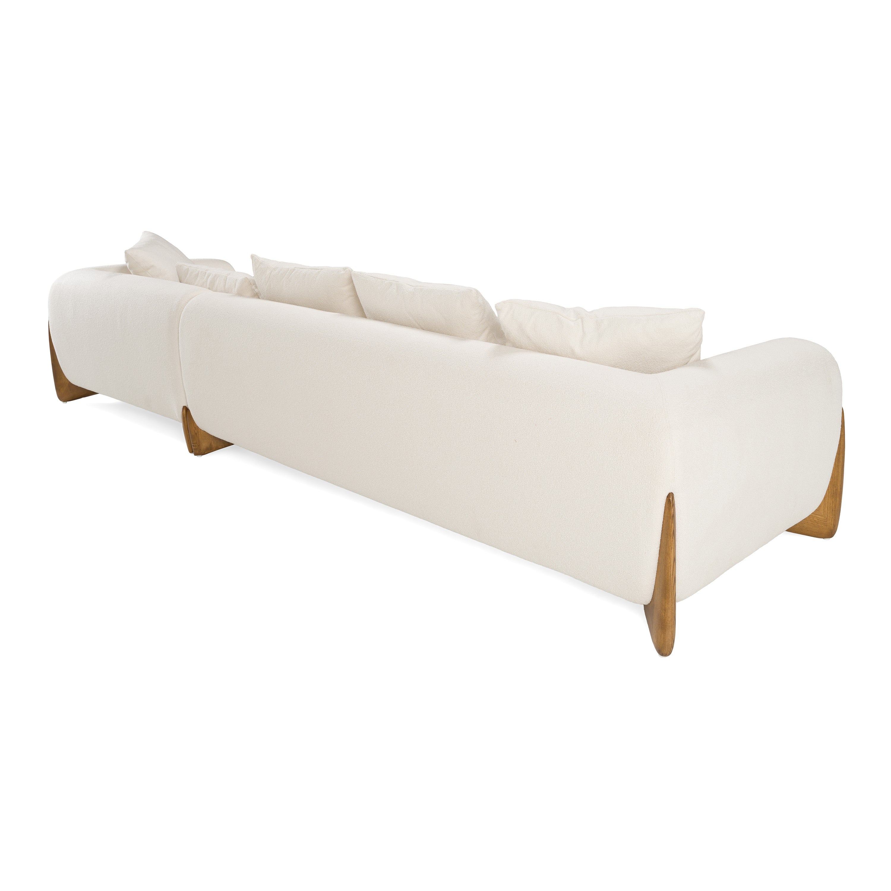 Fleury - Contemporary Cream Fabric and Walnut RAF Sectional Sofa