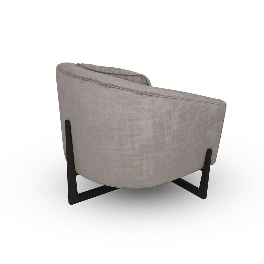 Forbis - Contemporary Light Grey Fabric + Brown Accent Chair