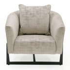 Forbis - Contemporary Light Grey Fabric + Brown Accent Chair