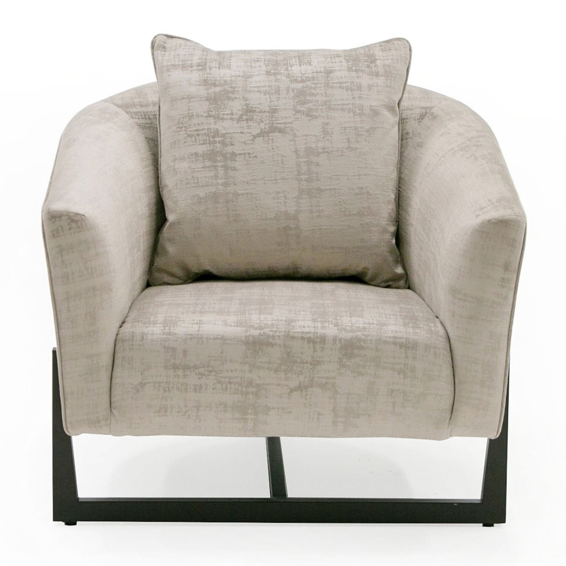 Forbis - Contemporary Light Grey Fabric + Brown Accent Chair