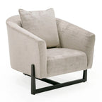 Forbis - Contemporary Light Grey Fabric + Brown Accent Chair