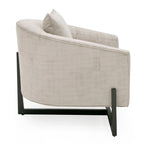 Forbis - Contemporary Light Grey Fabric + Brown Accent Chair