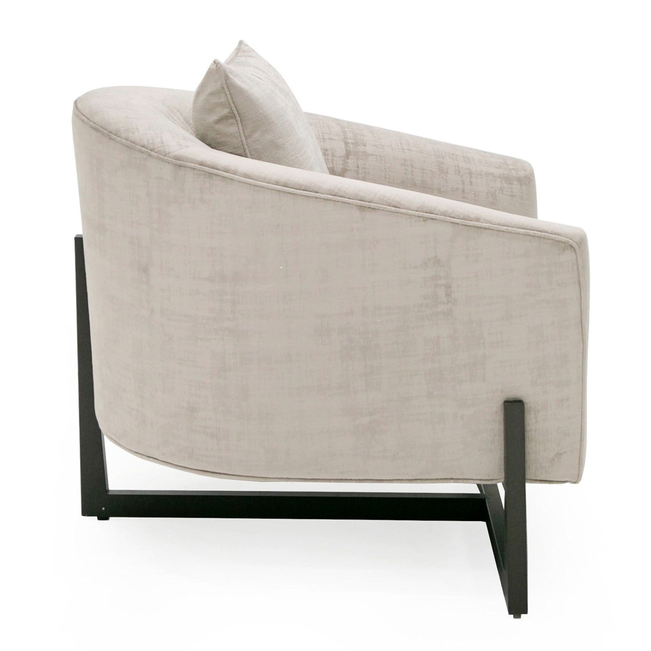 Forbis - Contemporary Light Grey Fabric + Brown Accent Chair
