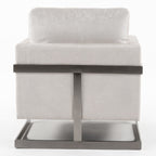 Prince - Contemporary Off White Fabric + Silver Accent Chair