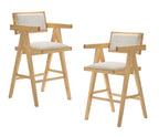 Fern - Modern Natural and Beige Counter Stool Set of 2
