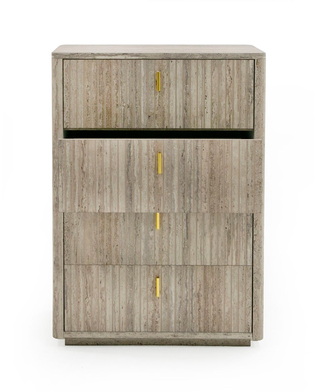 Roma - Modern Faux Travertine + Gold Chest