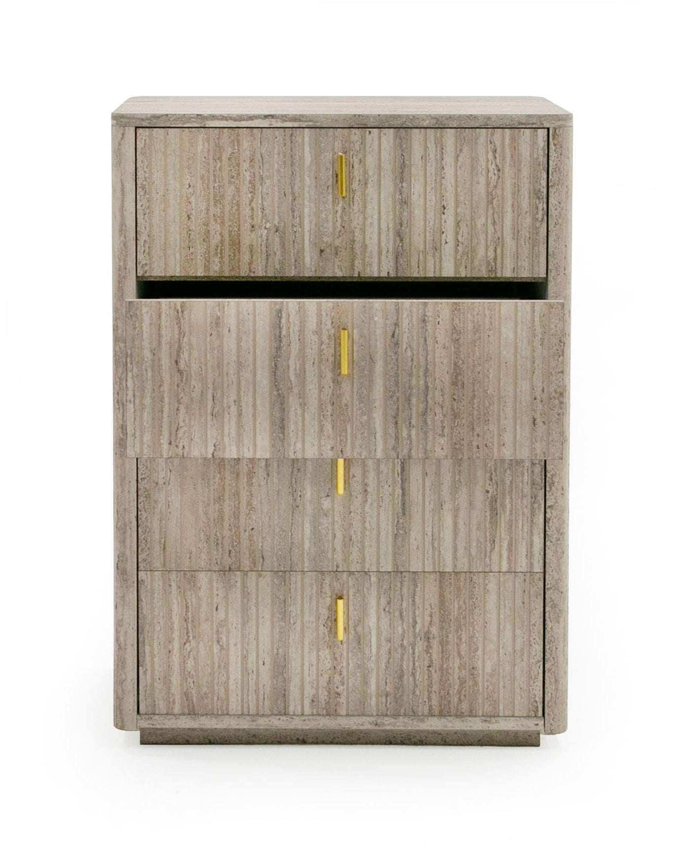 Roma - Modern Faux Travertine + Gold Chest