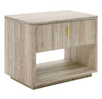 Roma - Modern Faux Travertine + Gold Nightstand