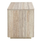 Roma - Modern Faux Travertine + Gold Nightstand