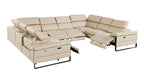 1246 Divanitalia 8-Piece U-Shaped Modular Power Reclining Sectional Sofa with 4 Power Recliners and Power Headrests - Top Grain Italian Leather