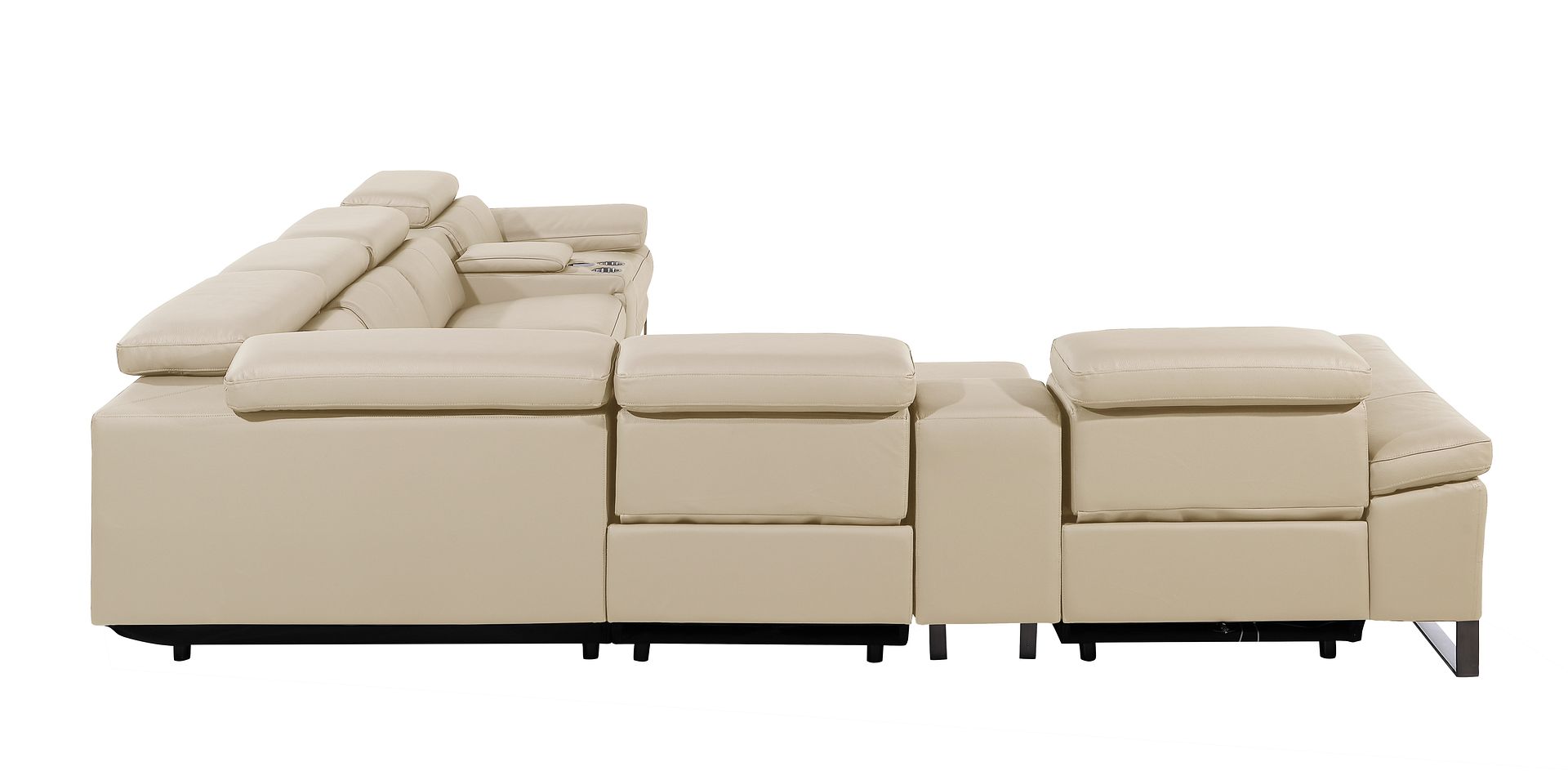 1246 Divanitalia 8-Piece L-Shaped Modular Power Reclining Sectional Sofa with 4 Power Recliners and Power Headrests - Top Grain Italian Leather